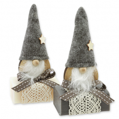 Schafmilchseife eckig 100g dekoriert mit Wichtel, Classic/Christrose 