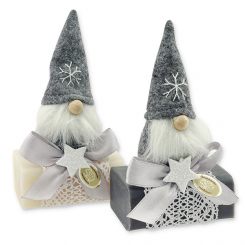 Schafmilchseife eckig 100g dekoriert mit Wichtel, Classic/Christrose 