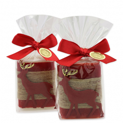 Sheep milk soap 100g decorated with a deer, Classic/pomegranate 
