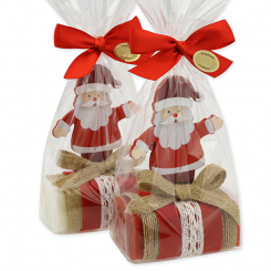 Sheep milk soap 100g deocrated with santa in a cellophane, Classic/pomegranate 