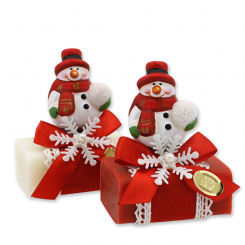 Sheep milk soap 100g deocrated with a snowman, Classic/pomegranate 
