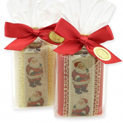Sheep milk soap 100g decorated with a ribbon in a cellophane, Classic/pomegranate 