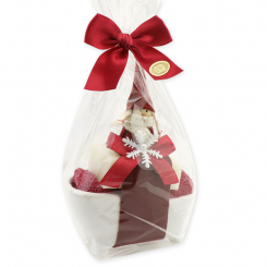 Bath tube filled with a sheep milk soap 100g decorated with a gnome in a cellophane, Classic 