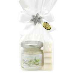 Bath set 2 pieces in a cellophane bag, Christmas rose white 