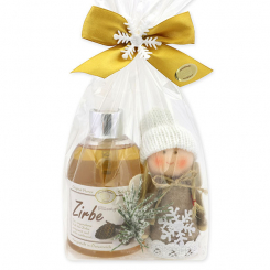 Flüssigseife 250ml mit Stoffengel in Cello, Zirbe 