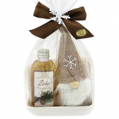 Care set 3 pieces with a gnome in a cellophane bag, Swiss pine 