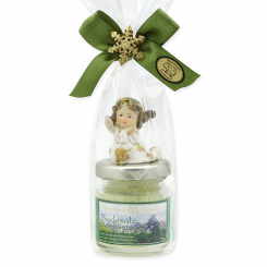 Badesalz 60g dekoriert mit Engel in Cello, Bergkräuter 