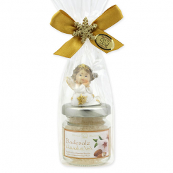 Badesalz 60g dekoriert mit Engel in Cello, Mandelöl 