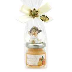 Badesalz 60g dekoriert mit Engel in Cello, Orange 