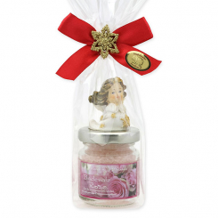 Badesalz 60g dekoriert mit Engel in Cello, Rose Diana 