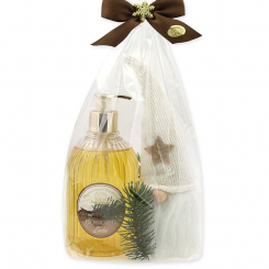 Flüssigseife 500ml mit Wichtel in Cello, Zirbe 