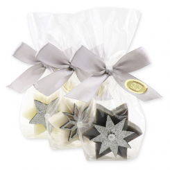 Schafmilchseife Stern 20g dekoriert mit Stern in Cello, Classic/Christrose 