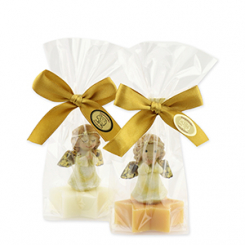 Schafmilchseife Stern midi 20g dekoriert mit Engel in Cello, Classic/Zirbe 