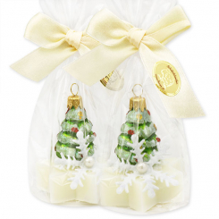 Sheep milk star soap 20g decorated with a glass tree in a cellophane, Classic 