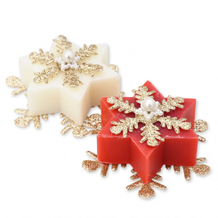 Sheep milk star soap 20g decorated with snowflakes, Classic/pomegranate 