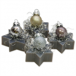 Schafmilchseife Stern 20g dekoriert mit Glaskugel, Christrose 