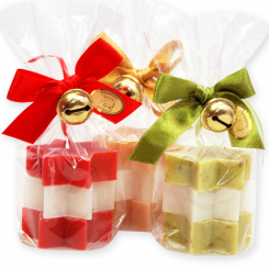 Sheep milk star soap 20g decorated with a bell in a cellophane, sorted 