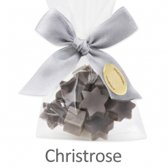 Sheep milk soap star 10x2g, in a cellophane, Christmas rose silver 