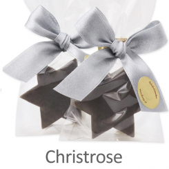 Sheep milk soap star 20g, in a cellophane, Christmas rose silver 