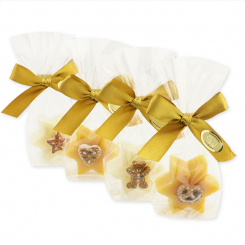 Schafmilchseife Stern midi 20g dekoriert mit Deko Kekse in Cello, Classic/Zirbe 