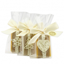 Schafmilchseife Gästeseife 25g dekoriert mit Weihnachtsmotiven in Cello, Classic/Zirbe 