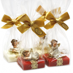 Sheep milk soap 35g decorated with an angel in a cellophane, Classic/pomegranate 