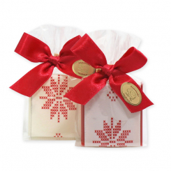 Sheep milk soap 35g decorated with a ribbon in a cellophane, Classic/pomegranate 