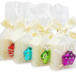 Schafmilchseife Quadrat 35g dekoriert mit Glasstern in Cello, Classic 