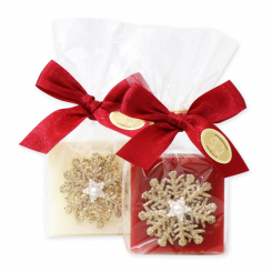 Sheep milk soap 35g decorated with a star in a cellophane, Classic/pomegranate 