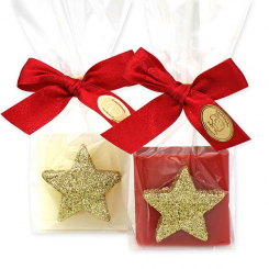 Sheep milk soap 35g decorated with a star in a cellophane, Classic/pomegranate 