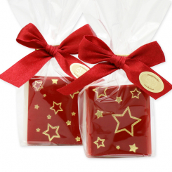 Sheep milk soap 35g decorated with a ribbon in a cellophane, Classic/pomegranate 
