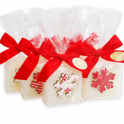 Sheep milk soap 35g decorated with a snowflake in a cellophane, Classic 