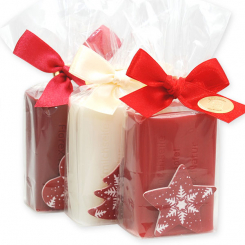 Sheep milk soap 100g decorated with christmas motifs in a cellophane, sorted 