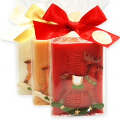 Sheep milk soap 100g decorated with rocking deer in a cellophane, sorted 