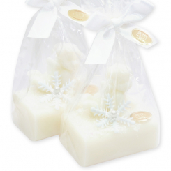 Sheep milk soap 100g decorated wtih a soap angel in a cellophane, Classic 