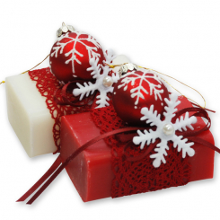 Sheep milk soap 100g decorated with a glass christmas ball, Classic/pomegranate 