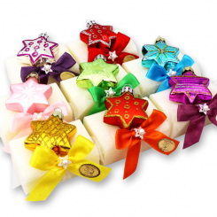 Schafmilchseife eckig 100g dekoriert mit Glasstern, Classic 