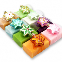 Sheep milk soap 100g decorated with a glass christmas star, sorted 