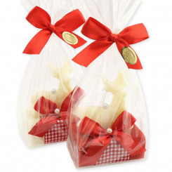 Sheep milk soap 100g decorated with a soap deer 30g in a cellophane, Classic/pomegranate 