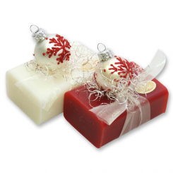 Sheep milk soap 100g decorated with a gass christmas ball, Classic/winter magic 