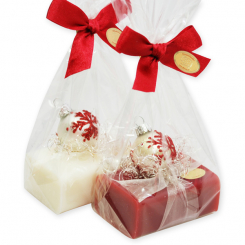 Sheep milk soap 100g decorated with a gass christmas ball in a cellophane, Classic/winter magic 