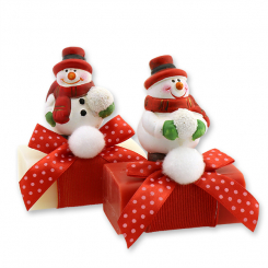 Sheep milk soap 100g decorated with a snowman, Classic/Pomegranate 