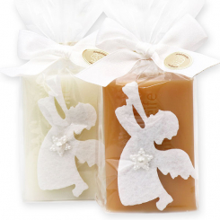 Sheep milk soap 100g decorated with an angel in a cellophane, Classic/quince 