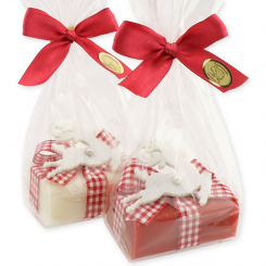 Sheep milk soap 100g decorated with a deer in a cellophane, Classic/pomegranate 