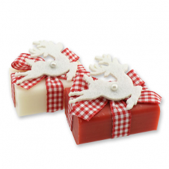 Sheep milk soap 100g decorated with a deer, Classic/pomegranate 