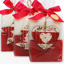Sheep milk soap 100g decorated with christmas motives in a cellophane, Classic/pomegranate 