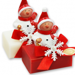 Sheep milk soap 100g decorated with a snowman, Classic/pomegranate 