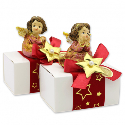 Schafmilchseife eckig 100g in Schachtel dekoriert mit Engel, Classic/Granatapfel 