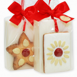 Sheep milk soap 150g decorated with gingerbread decoration in a cellophane, Classic 