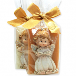 Sheep milk soap 150g decorated with an angel in a cellophane bag, Classic/Quince 